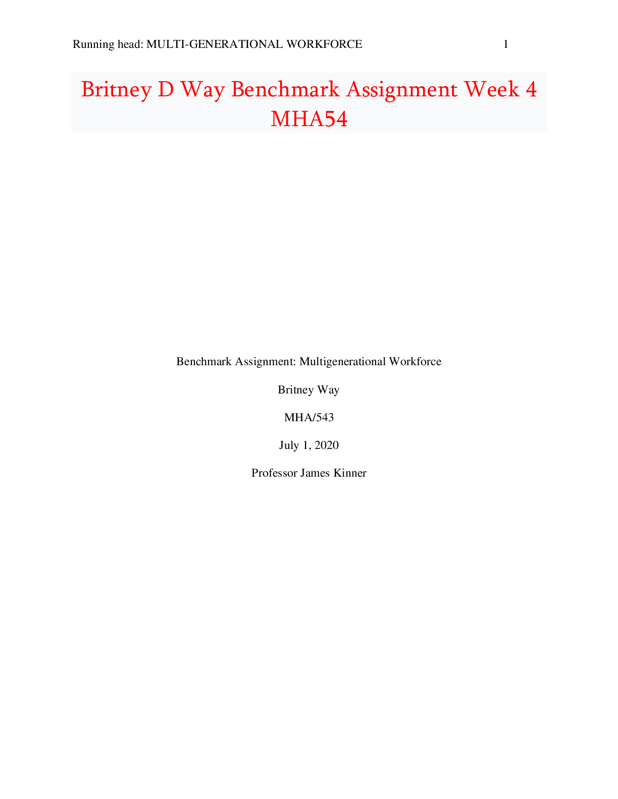 Preview image of Britney D Way Benchmark Assignment Week 4 MHA54 document